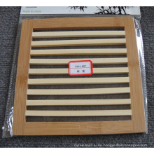 (BC-M1008) Estera de bambú natural hecha a mano del aislamiento de calor del cuadrado